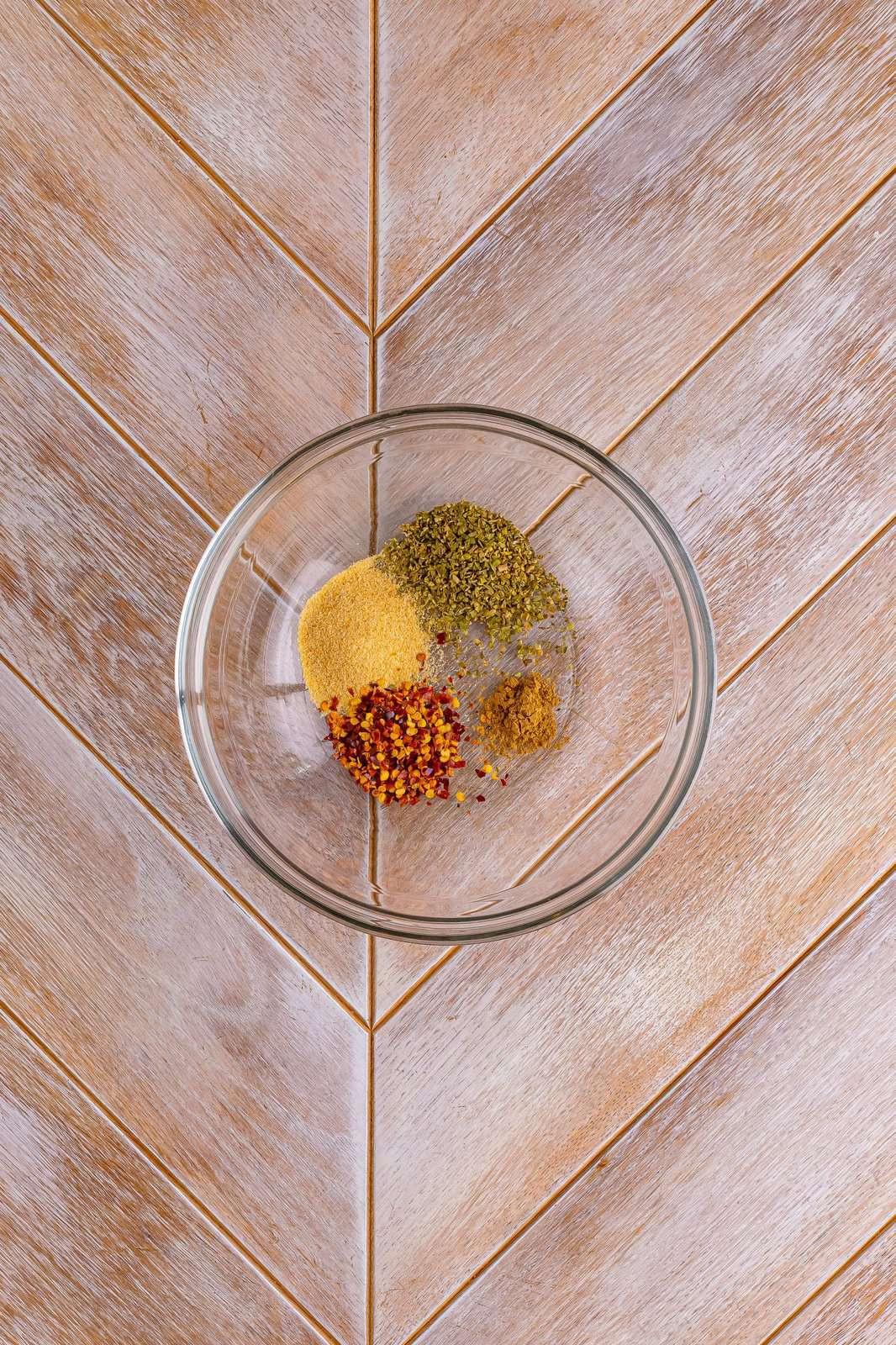 Spices mixed in a glass bowl