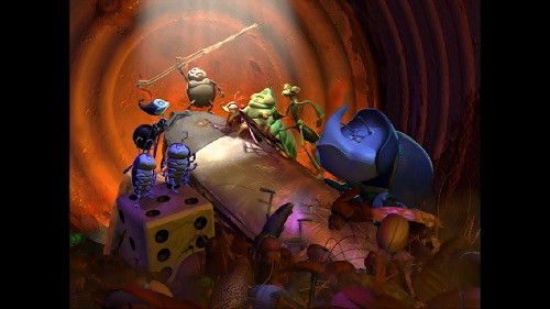 A scene from A Bug's Life featuring Flik and Dot, capturing the essence of their friendship and adventure