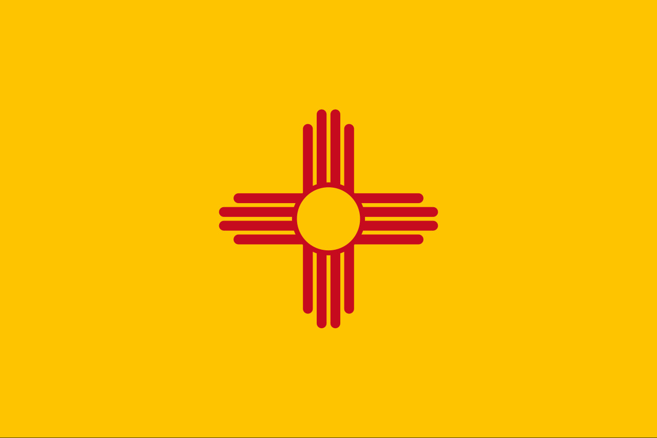 Red Zia symbol on a yellow field, New Mexico state flag