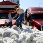 Hail storm damage on a car in Mexico