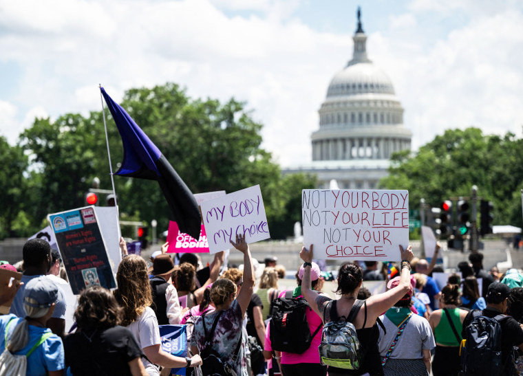 Abortion rights demonstrators rallying in Washington, D.C.