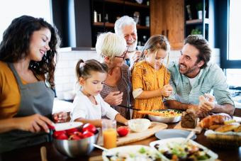 multigenerational family in the kitchen