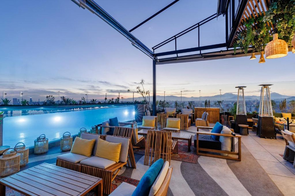 The rooftop pool at the Andaz hotel, offering a luxurious experience in Condesa
