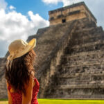 Tourist at archaeological site in Mexico