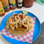 A vegan baja taco made from cauliflower at the vegan street food stall Paxil - some of the best vegan tacos in Mexico City