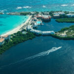 Aerial view Cancun beach and hotels