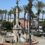 Reproduction of the Angel of Independence monument in Mexico City stands tall at the entrance of Plaza Mexico, Lynwood, California, symbolizing Mexico's rich history and culture