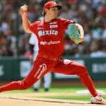 Trevor Bauer pitching for the Diablos Rojos