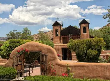 A view outside the wall of Santuario de Chimayo