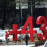 A large sculpture of the number 43 in Mexico City, a monument to the 43 disappeared students from Ayotzinapa.