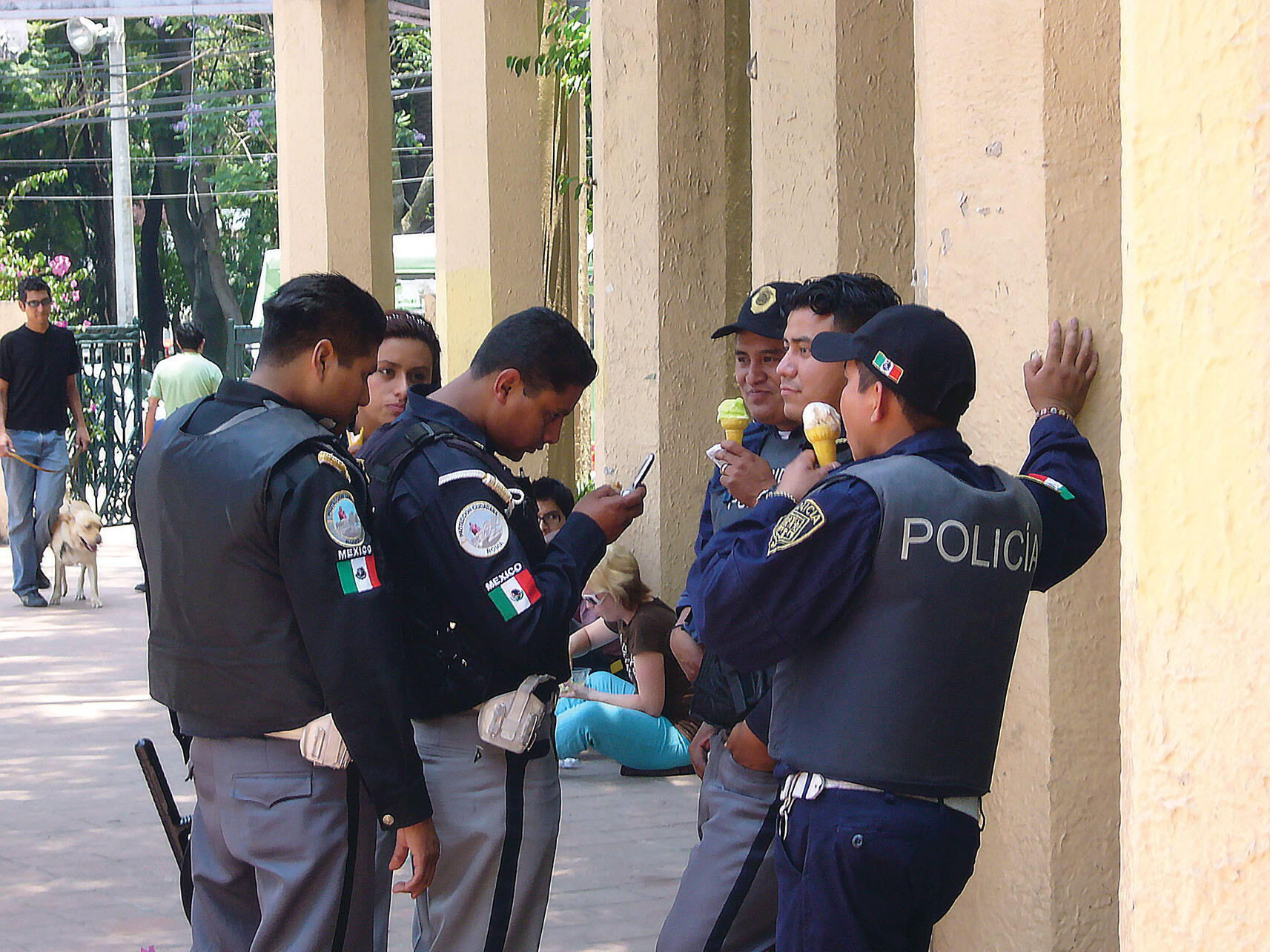  Mexican police often expect, as pictured here with ice cream, free goods from local merchants.