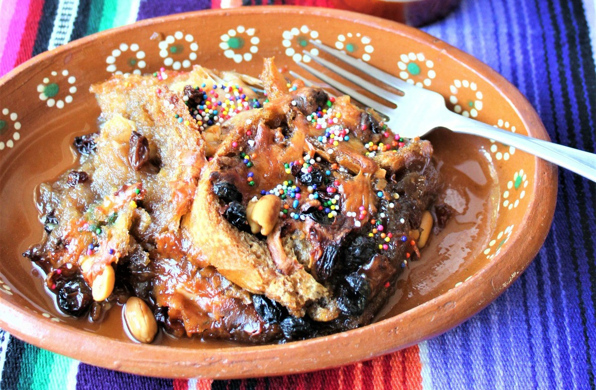 Grandma's Capirotada recipe, a simple and classic Mexican dessert.