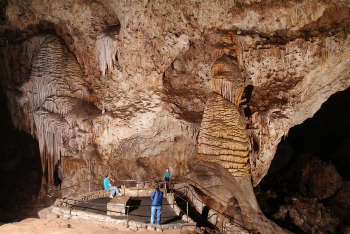 Carlsbad Caverns National Park visitors at Rock of Ages viewing area on the Big Room Trail