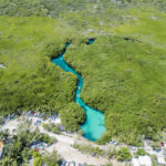 Casa Cenote seen from above in Tulum, Mexico