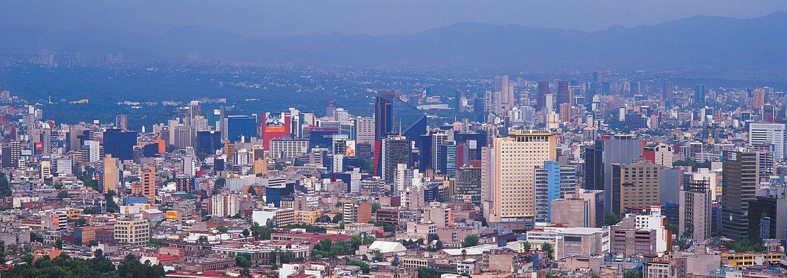 Panoramic view of central Mexico City