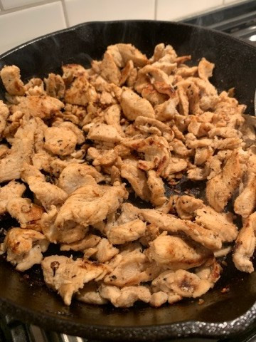Marinated chicken strips for fajitas