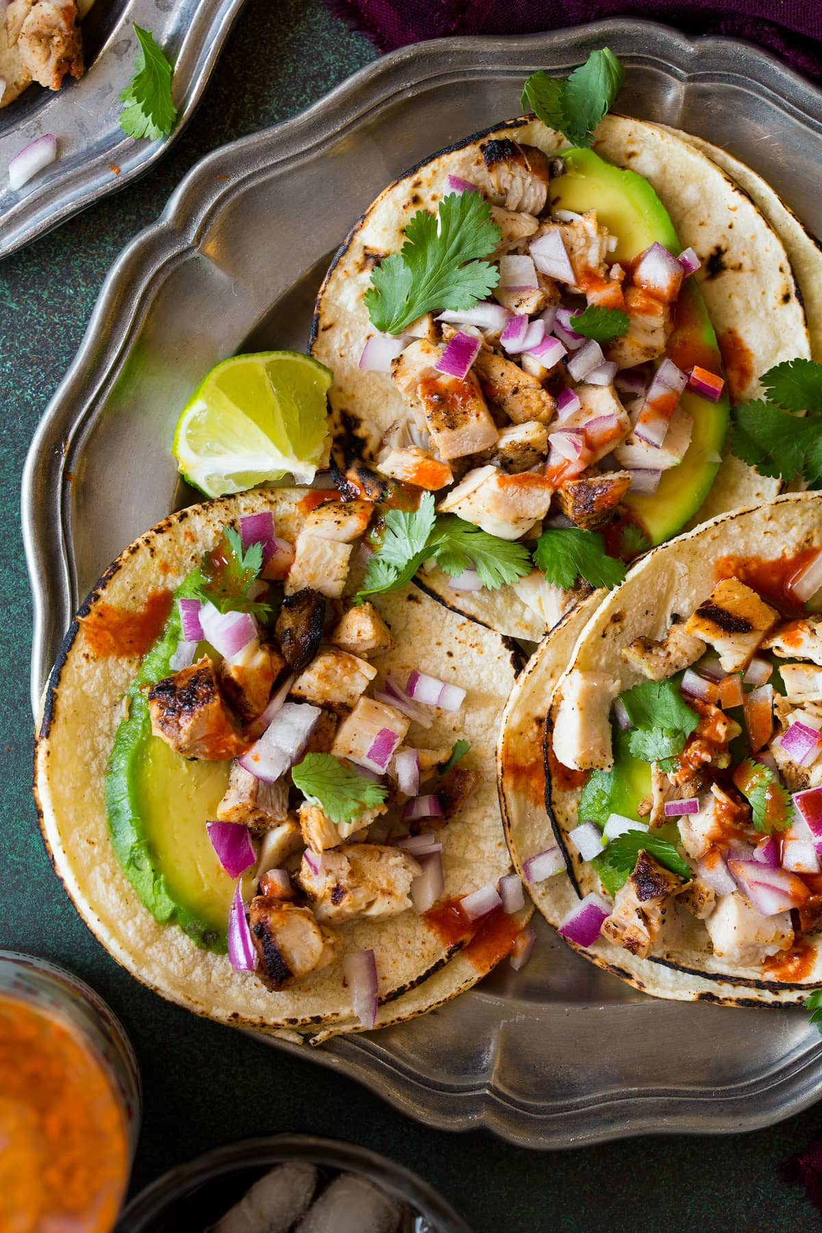 Grilled Chicken Tacos on Corn Tortillas with Cilantro and Lime