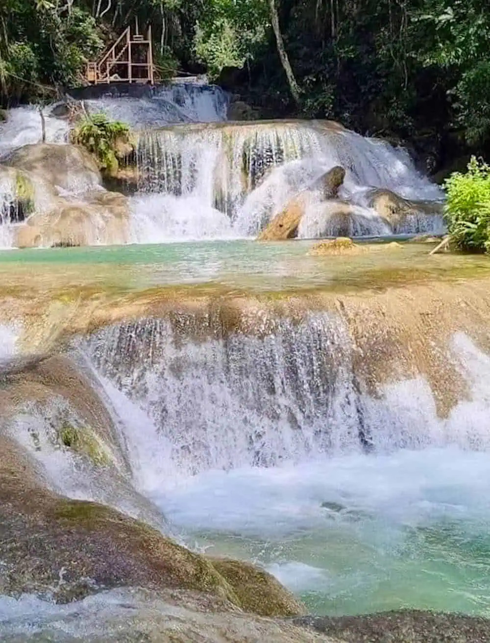 Cascading pools at the Copalitilla waterfall in Huatulco