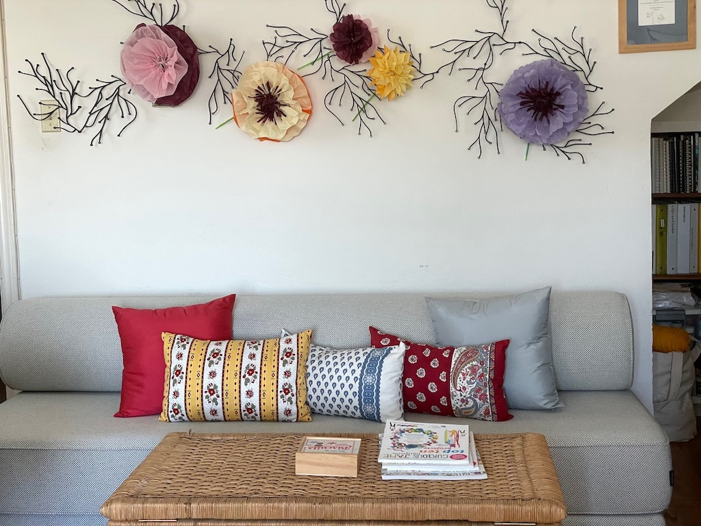 Mexican paper flowers used in wall decor