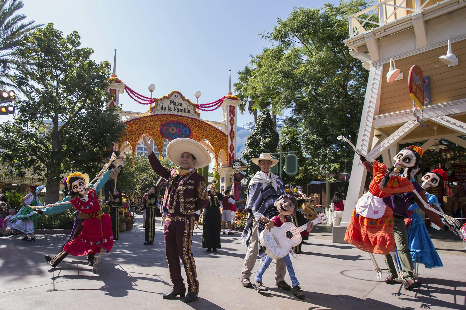 People dressed as characters from Disney-Pixar's &quot;Coco&quot; at a Day of the Dead celebration