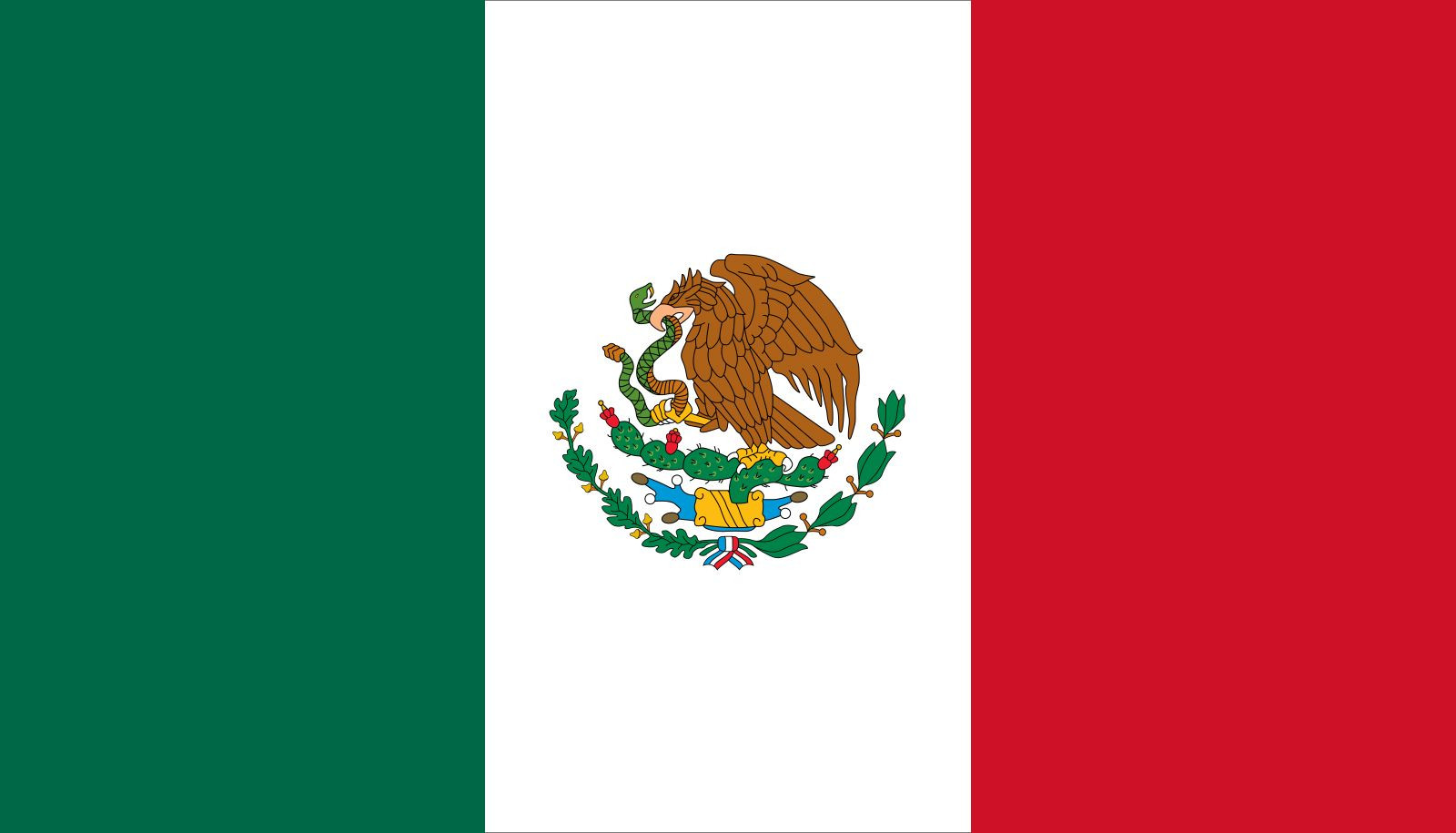 Mexican Flag with Eagle, Cactus, and Serpent