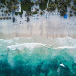 Aerial view of a Mexican beach with turquoise water