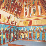 Mayan fresco from Bonampak, original c. 800 ce, reconstruction by Antonio Tejeda; in Chiapas, Mexico.
