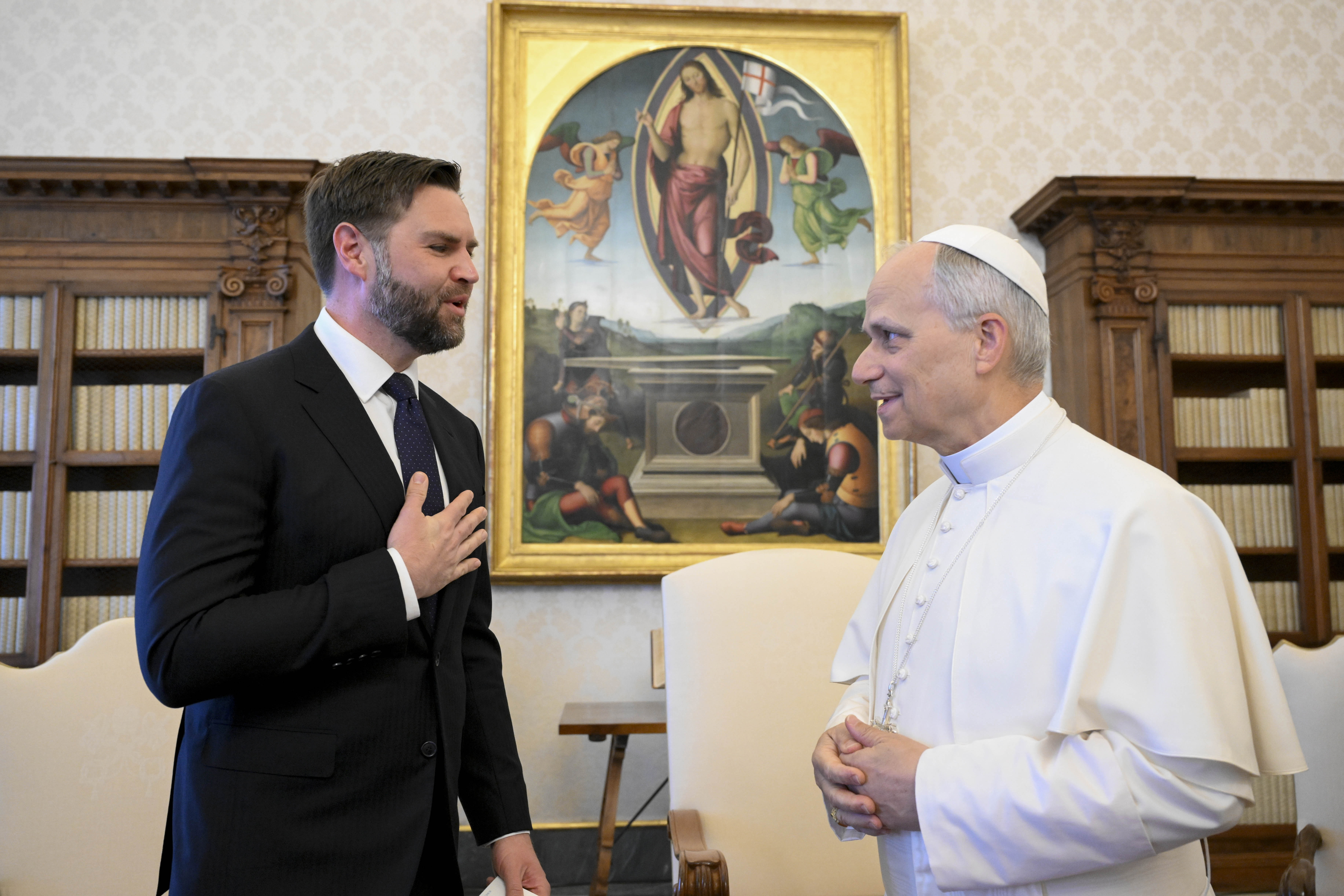 JD Vance gives Pope Leo a Chicago-themed gift during meeting at Vatican