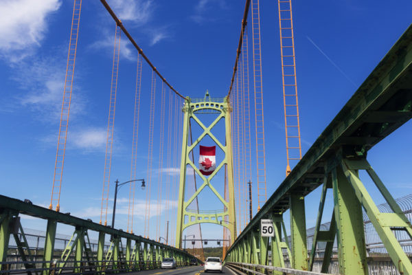 Angus L. MacDonald Bridge with Canadian Flag