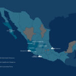 Map of Mexico highlighting regions with significant cartel presence.