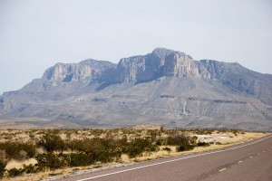 Scenic view of Guadalupe Mountains from a highway near Carlsbad, New Mexico, showcasing the natural beauty of the region
