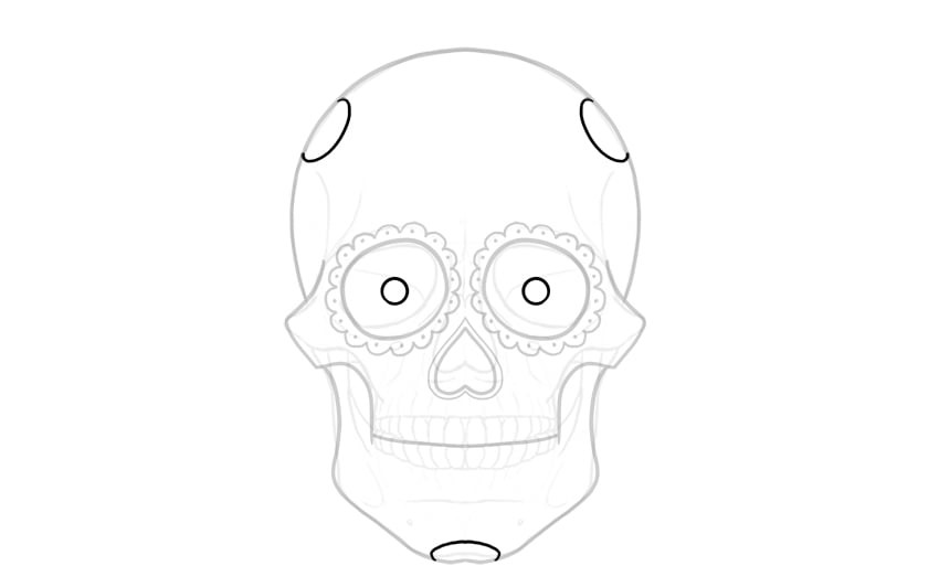 Flower added to a sugar skull drawing