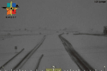 I-25 at Springer, New Mexico, showing snow-packed conditions