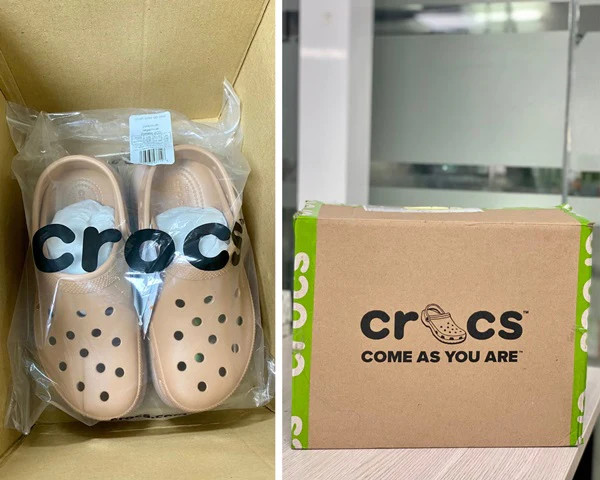 Crocs packaging when ordering online.