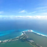 Aerial view of beautiful beaches and blue ocean waters in Mexico