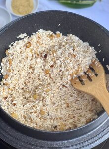 Toasting rice in a skillet