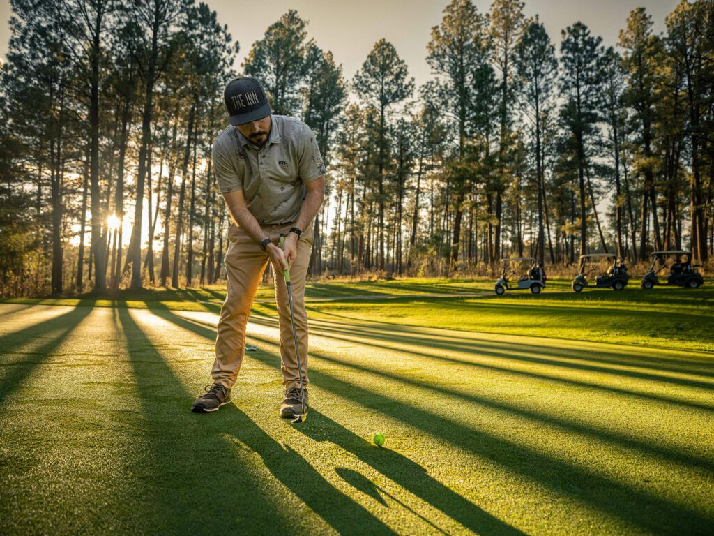 Golfer at Inn of the Mountain Gods championship golf course in New Mexico