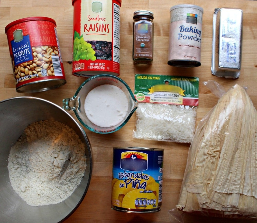 Ingredients for Mexican Tamales de Dulce ready to be mixed
