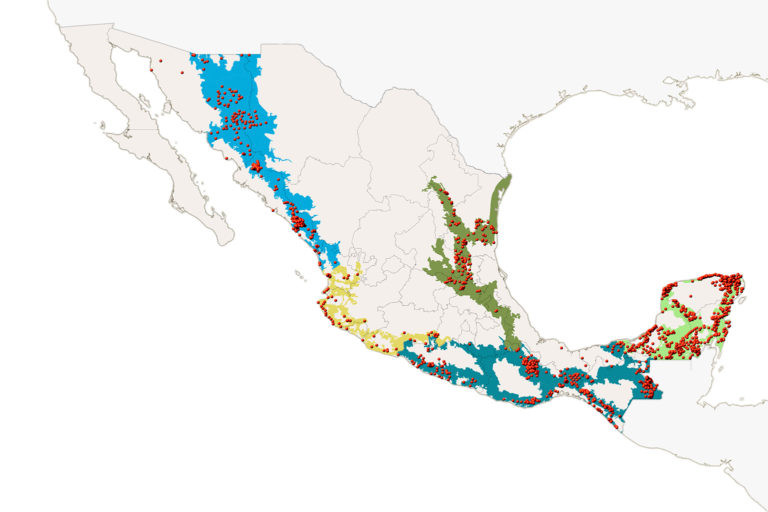 Jaguar census map: Current geographic range of jaguar Panthera onca in Mexico
