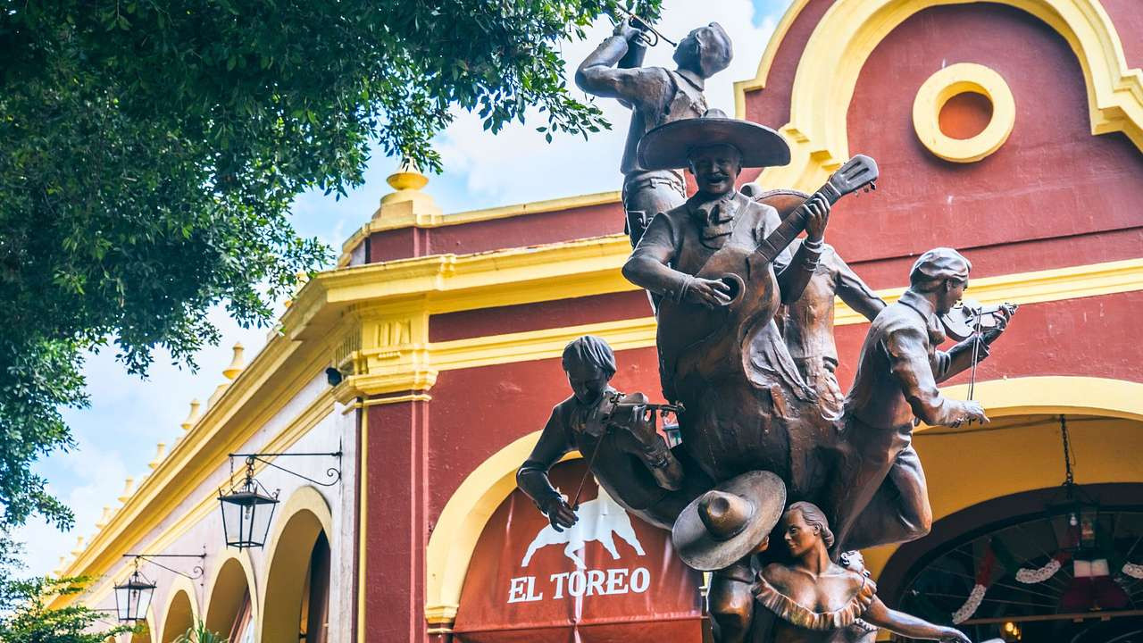 Mariachi band statue in Guadalajara, showcasing Mexico's rich musical heritage