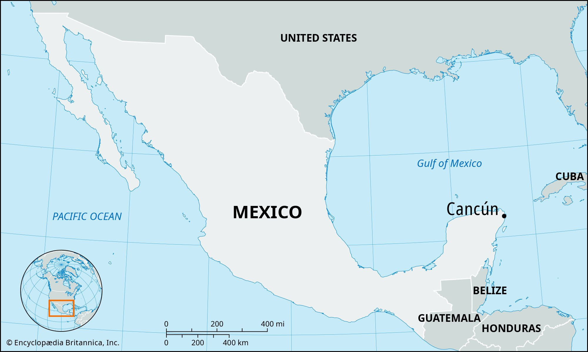Cancun, Mexico Locator Map