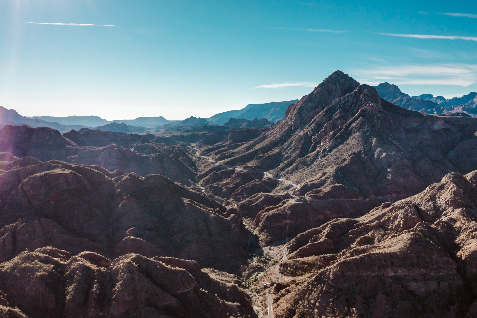A drive through the mountains near Loreto, showcasing the stunning landscapes and clear skies.