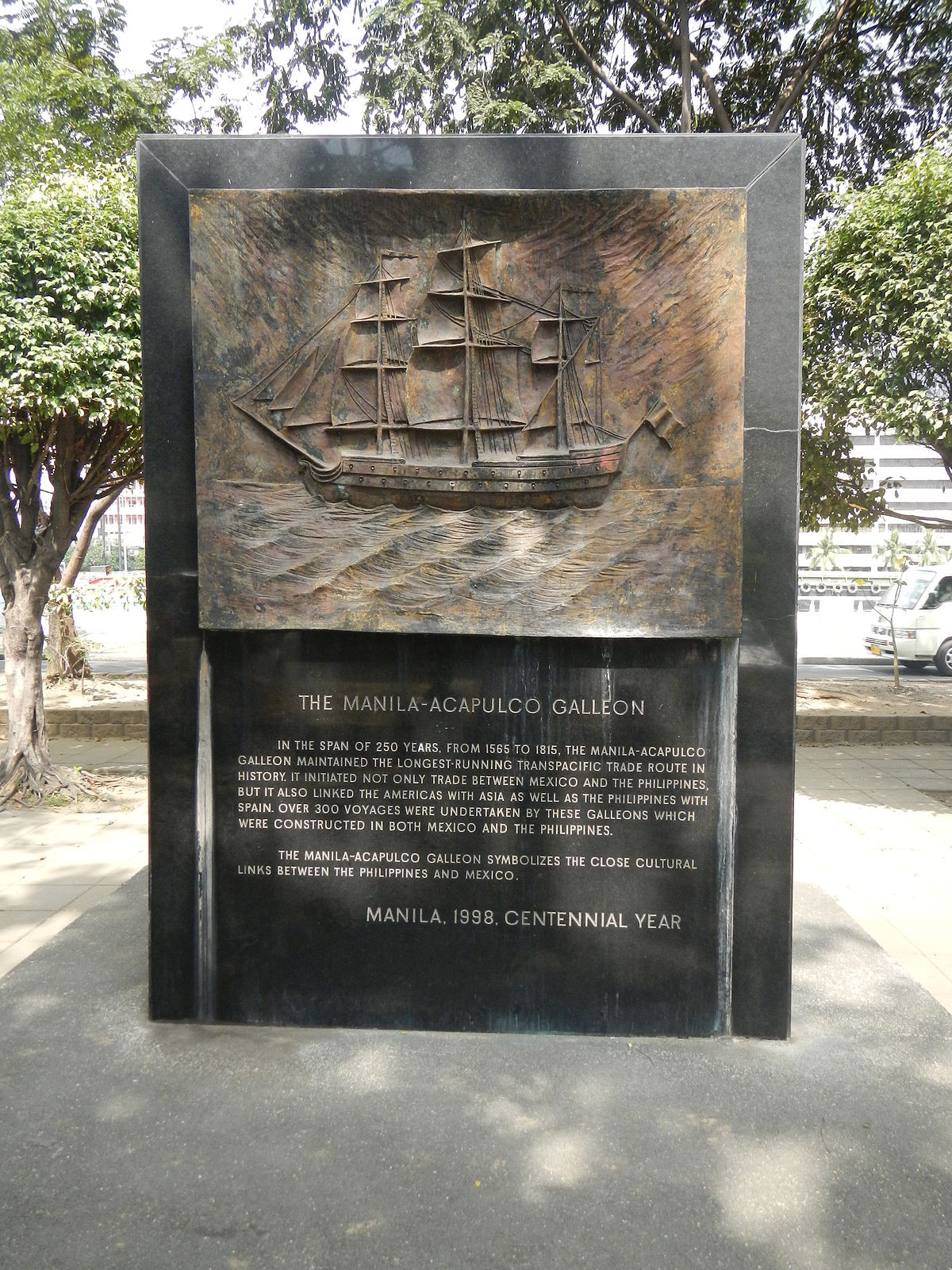 Manila-Acapulco Galleon Memorial at Plaza Mexico in Intramuros, Manila, showcasing shared heritage