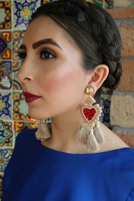 Flaming heart earrings