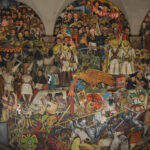 Aztec-inspired mural in Mexico City