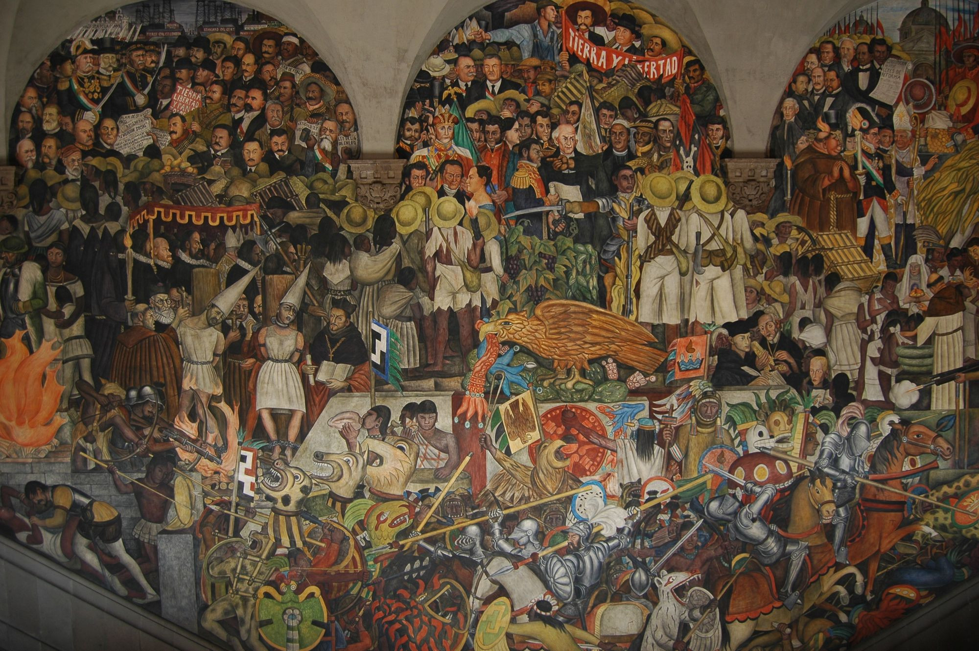Aztec-inspired mural in Mexico City