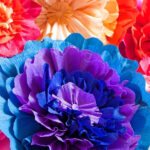Mexican paper flowers used as decoration for a Dia de los Muertos altar