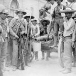 Mexican Revolution insurrectionists with a homemade cannon in Juárez, 1911.