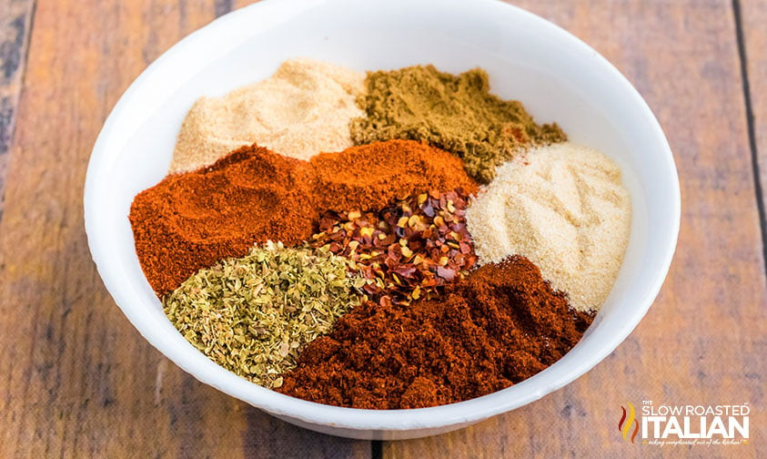 Ingredients for Mexican Seasoning Recipe in White Bowl