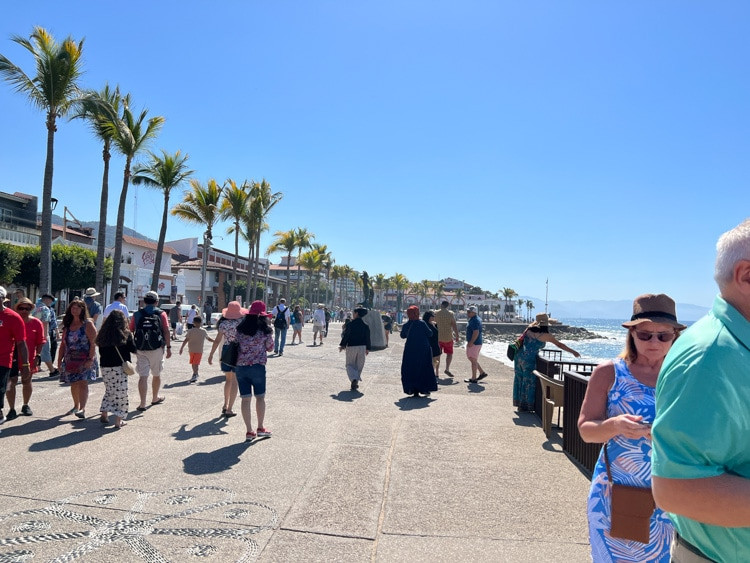 The sunny Malecon in Puerto Vallarta